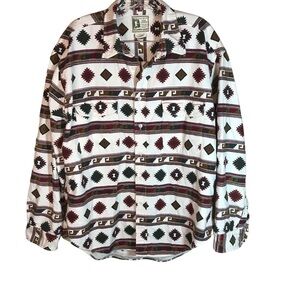 Points West super chamois long sleeve Aztec print men’s shirt cotton Size XL**